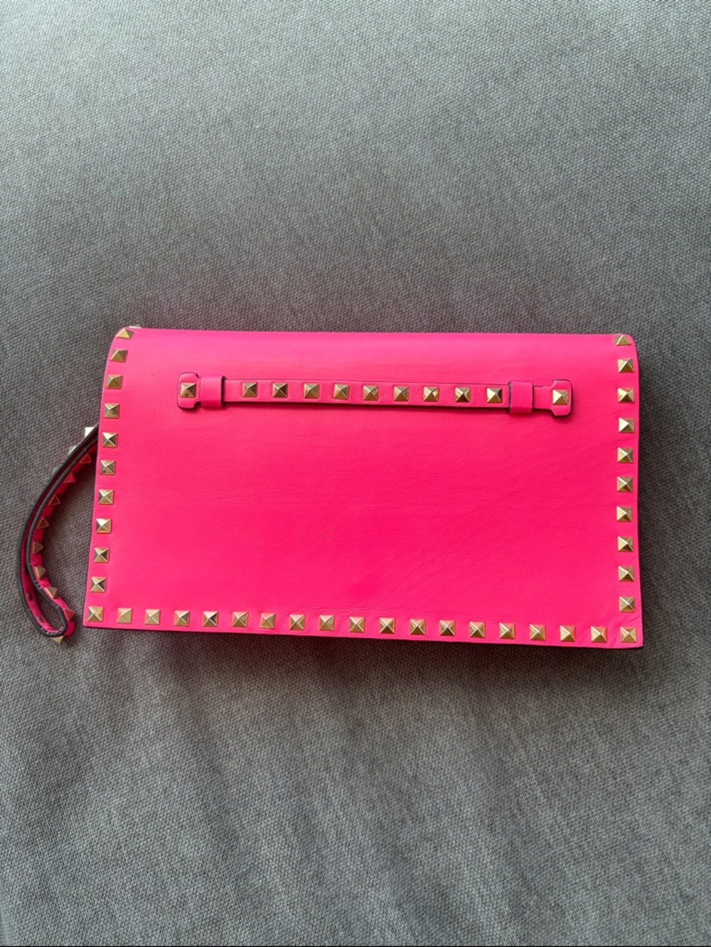 Valentino Hot Pink Rockstud Wristlet Clutch